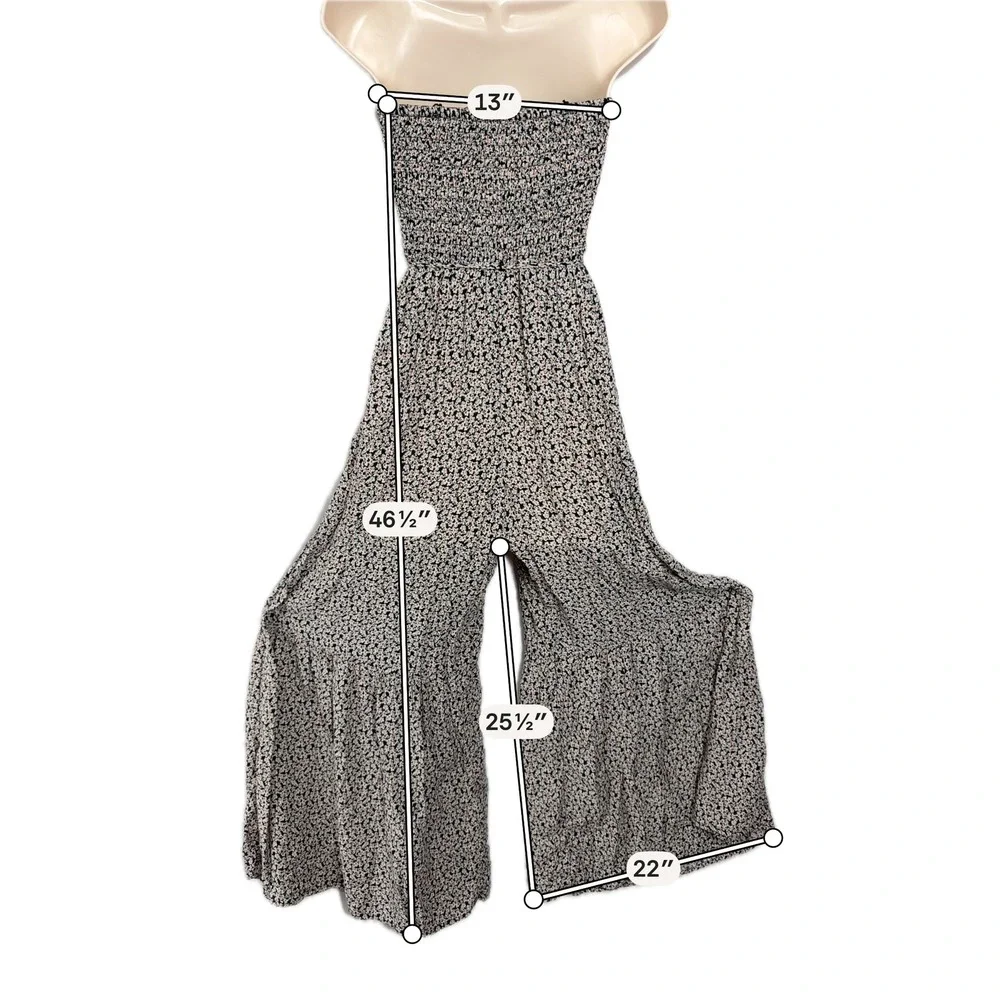 Free People Jumpsuit Smocked Strapless Floral Wide Leg Multi Women XS